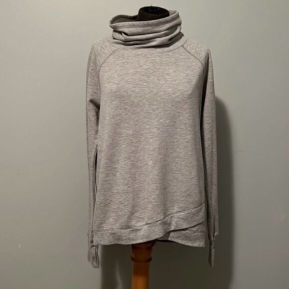 Jockey Women's Heather Gray Fleece Cowl Neck Dolman Sleeves Sweatshirt - Picture 1 of 7